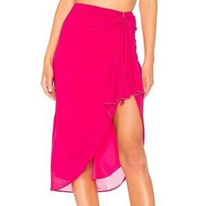 Lovers and Friends Bailey Wrap Skirt in Hottest Pink